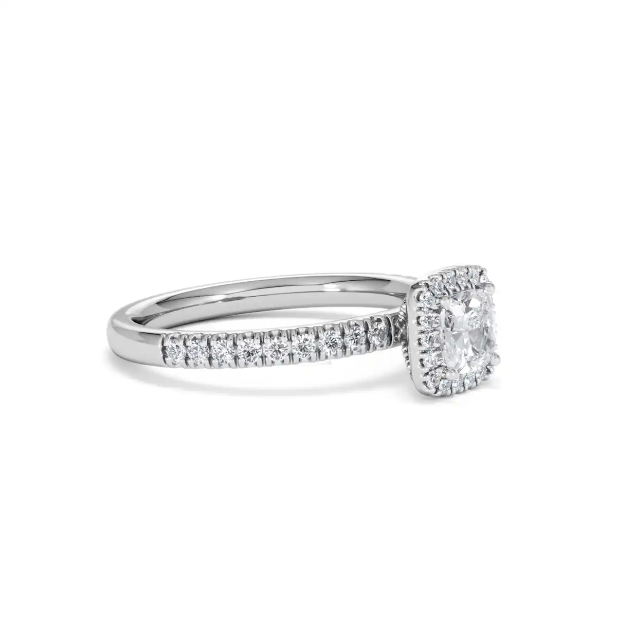 Beatrice Lab Diamond Halo Engagement Ring 18K White Gold 1ct F/VS1