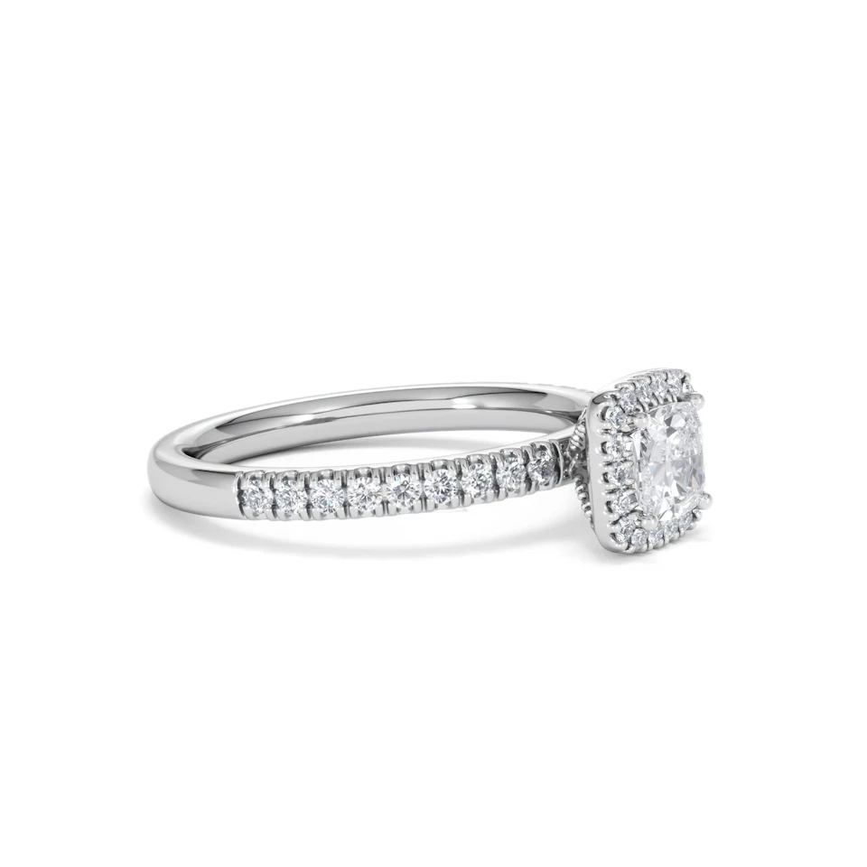 Beatrice Diamond Halo Engagement Ring 18K White Gold 1ct G/VS2