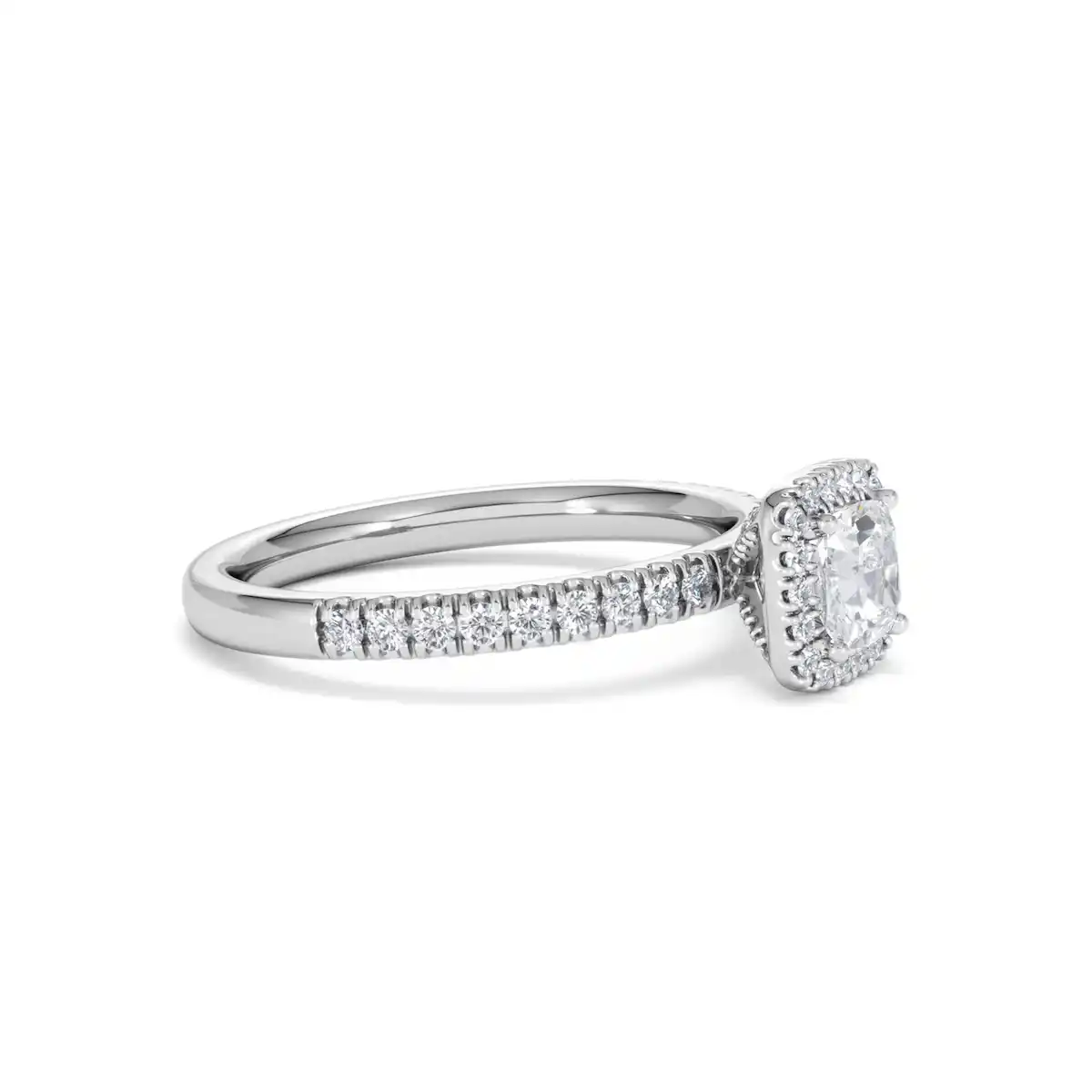 Beatrice Lab Diamond Halo Engagement Ring 18K White Gold 1ct F/VS1