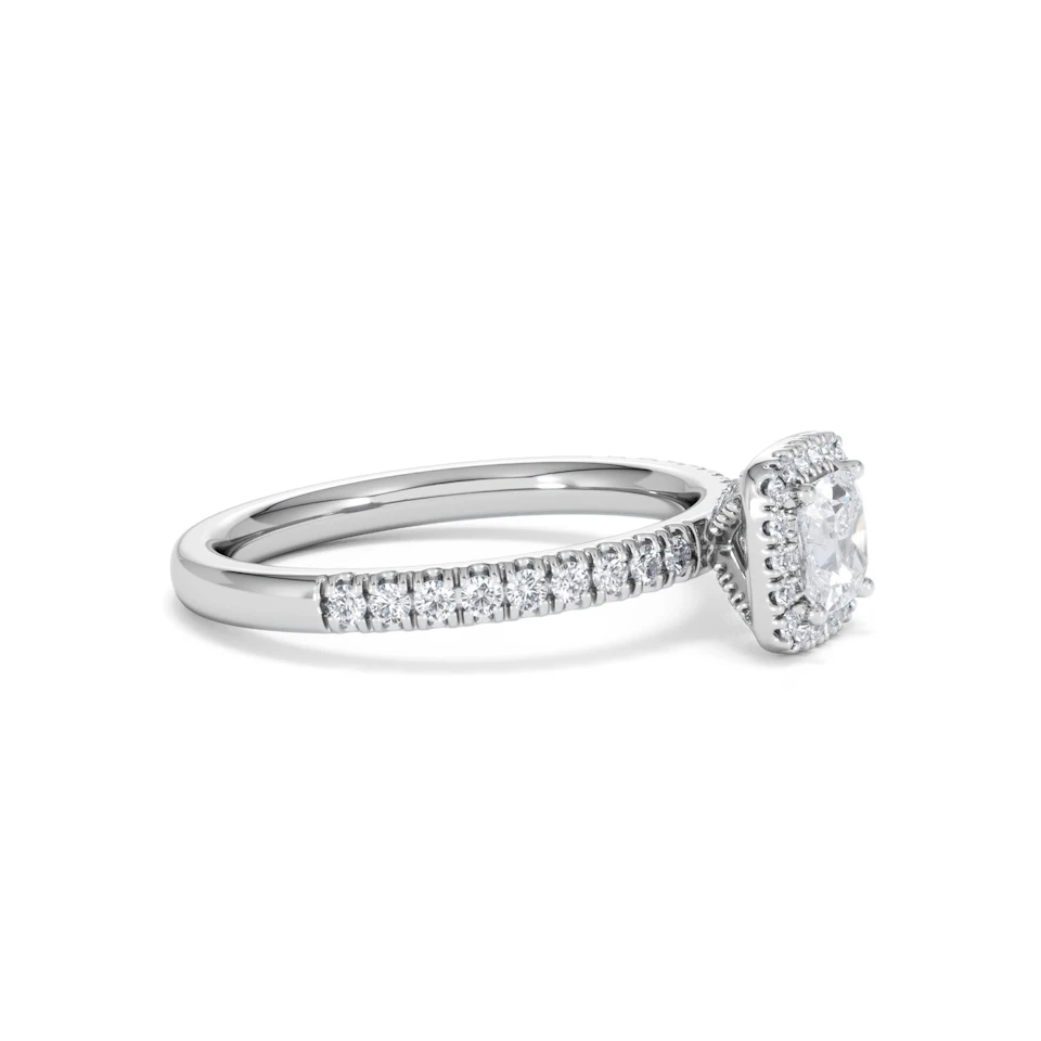 Beatrice Lab Diamond Halo Engagement Ring 18K White Gold 1ct F/VS1