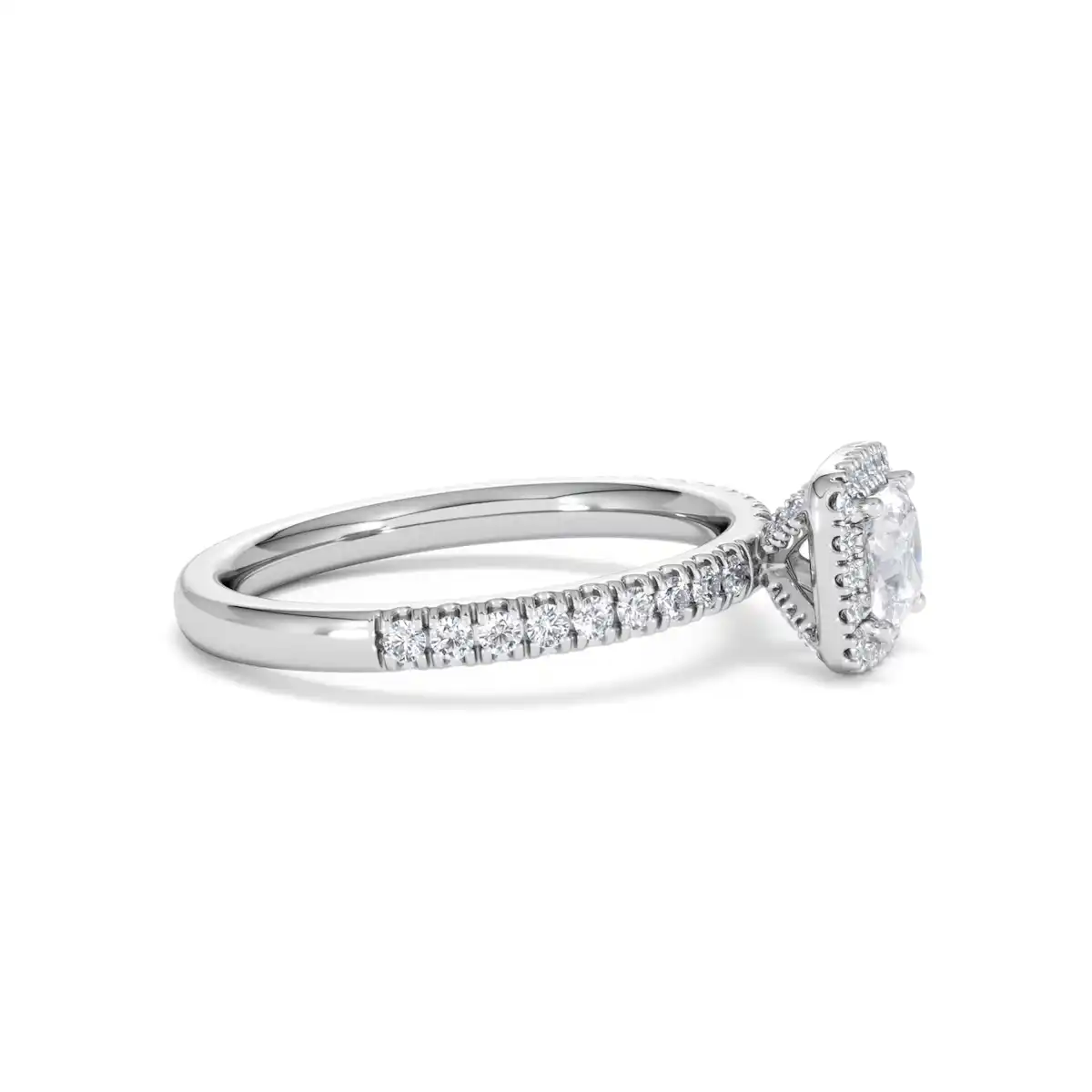 Beatrice Lab Diamond Halo Engagement Ring 18K White Gold 1ct F/VS1