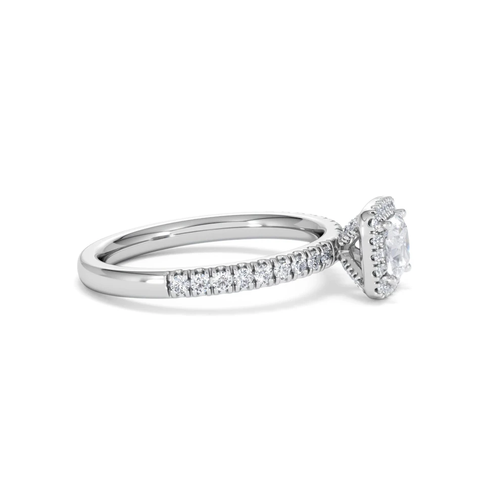 Beatrice Lab Diamond Halo Engagement Ring in Platinum 1ct F/VS1
