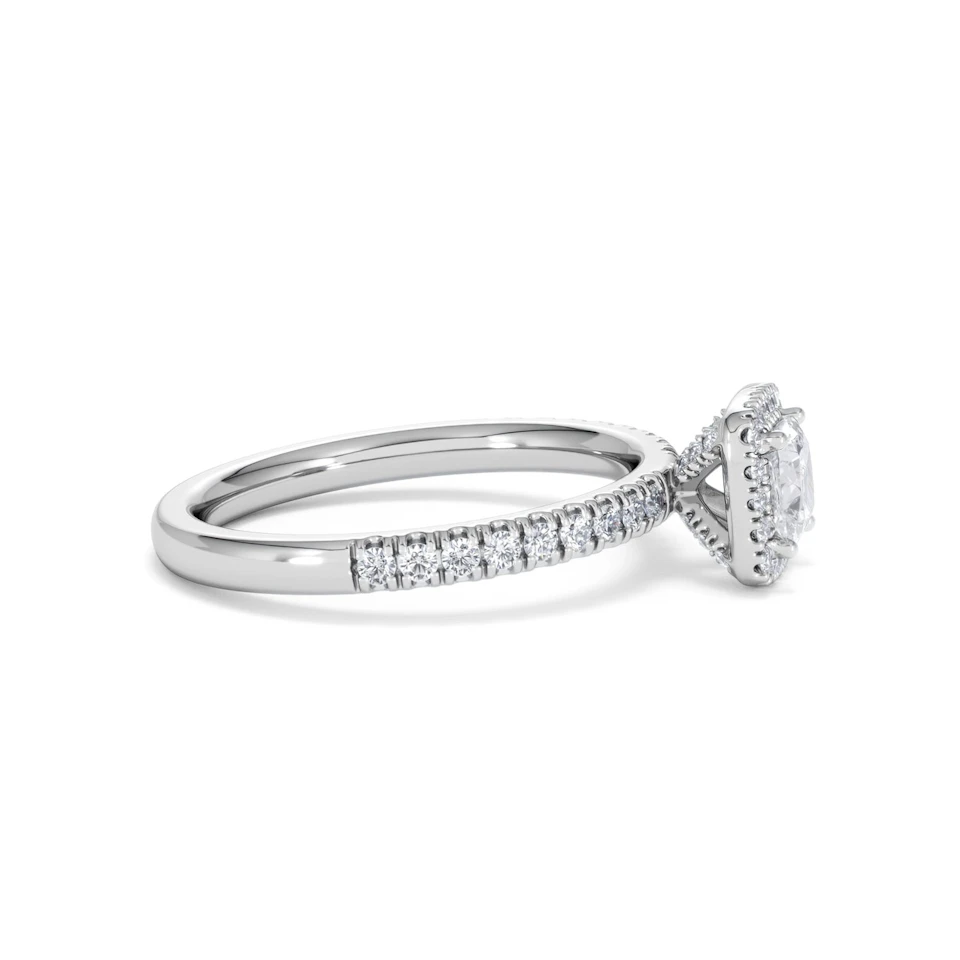 Beatrice Diamond Halo Engagement Ring 18K White Gold 1ct G/VS2