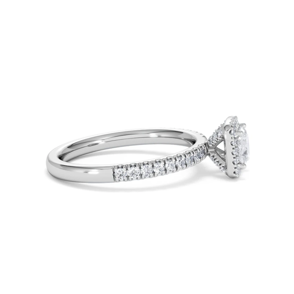 Beatrice Lab Diamond Halo Engagement Ring in Platinum 1ct F/VS1