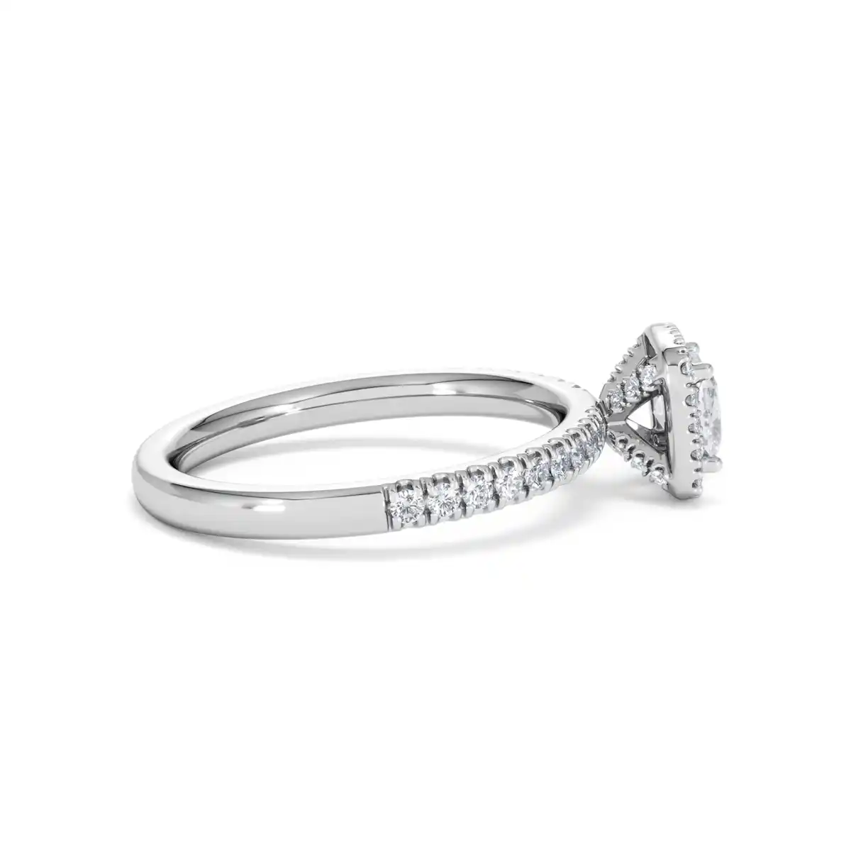 Beatrice Lab Diamond Halo Engagement Ring 18K White Gold 1ct F/VS1