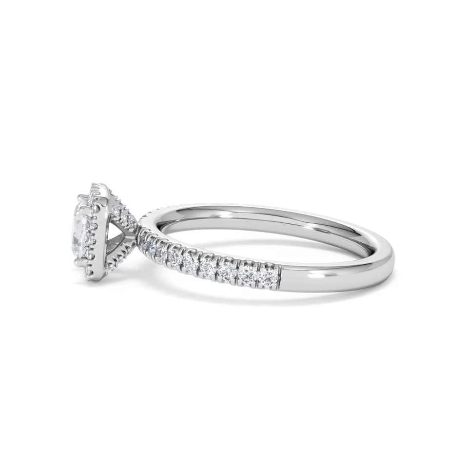 Beatrice Lab Diamond Halo Engagement Ring in Platinum 1ct F/VS1