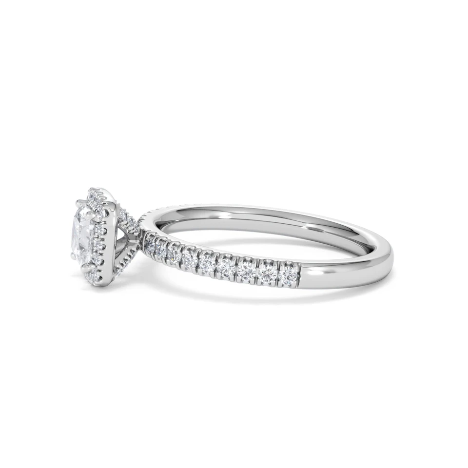 Beatrice Lab Diamond Halo Engagement Ring 18K White Gold 1ct F/VS1