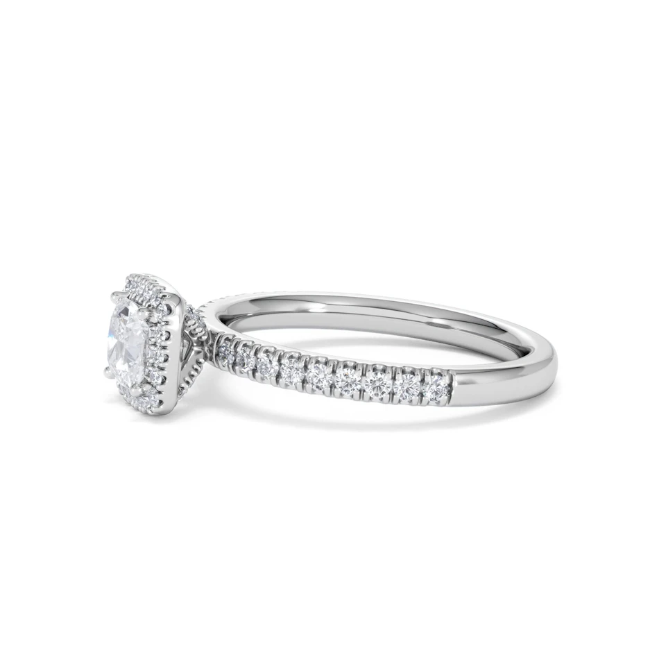 Beatrice Lab Diamond Halo Engagement Ring 18K White Gold 1ct F/VS1