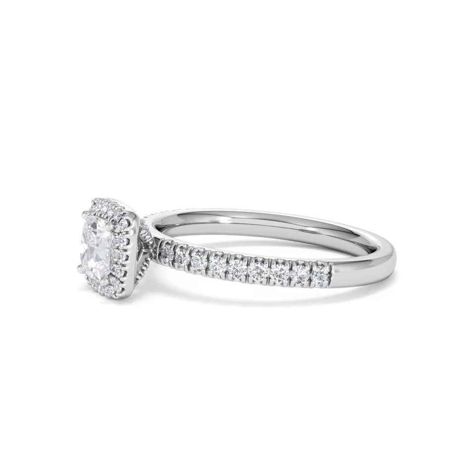 Beatrice Lab Diamond Halo Engagement Ring 18K White Gold 1ct F/VS1
