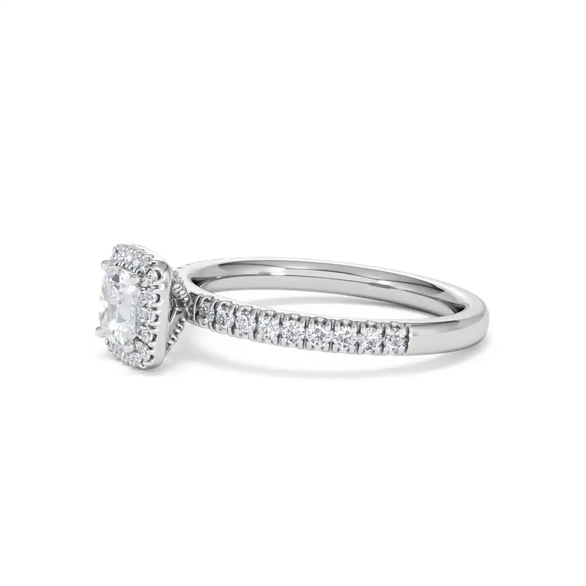 Beatrice Diamond Halo Engagement Ring 18K White Gold 1ct G/SI2