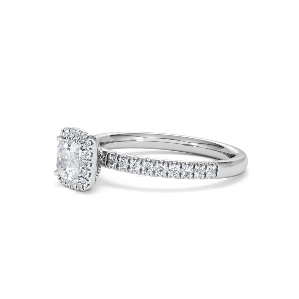 Beatrice Diamond Halo Engagement Ring 18K White Gold 1ct G/VS2