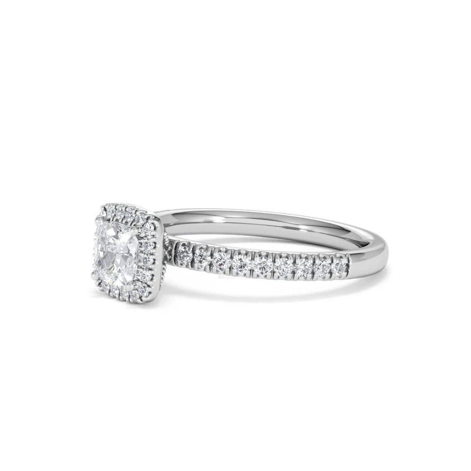 Beatrice Lab Diamond Halo Engagement Ring in Platinum 1ct F/VS1