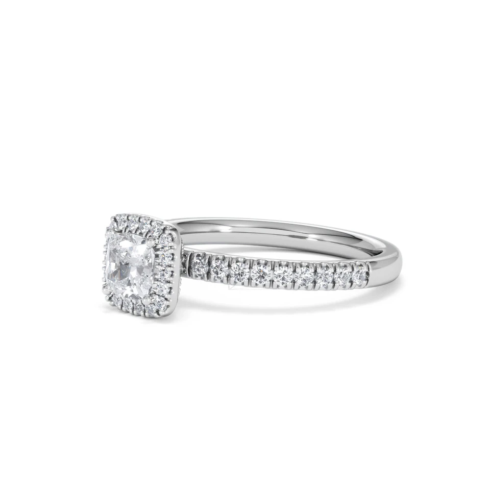 Beatrice Lab Diamond Halo Engagement Ring 18K White Gold 1ct F/VS1