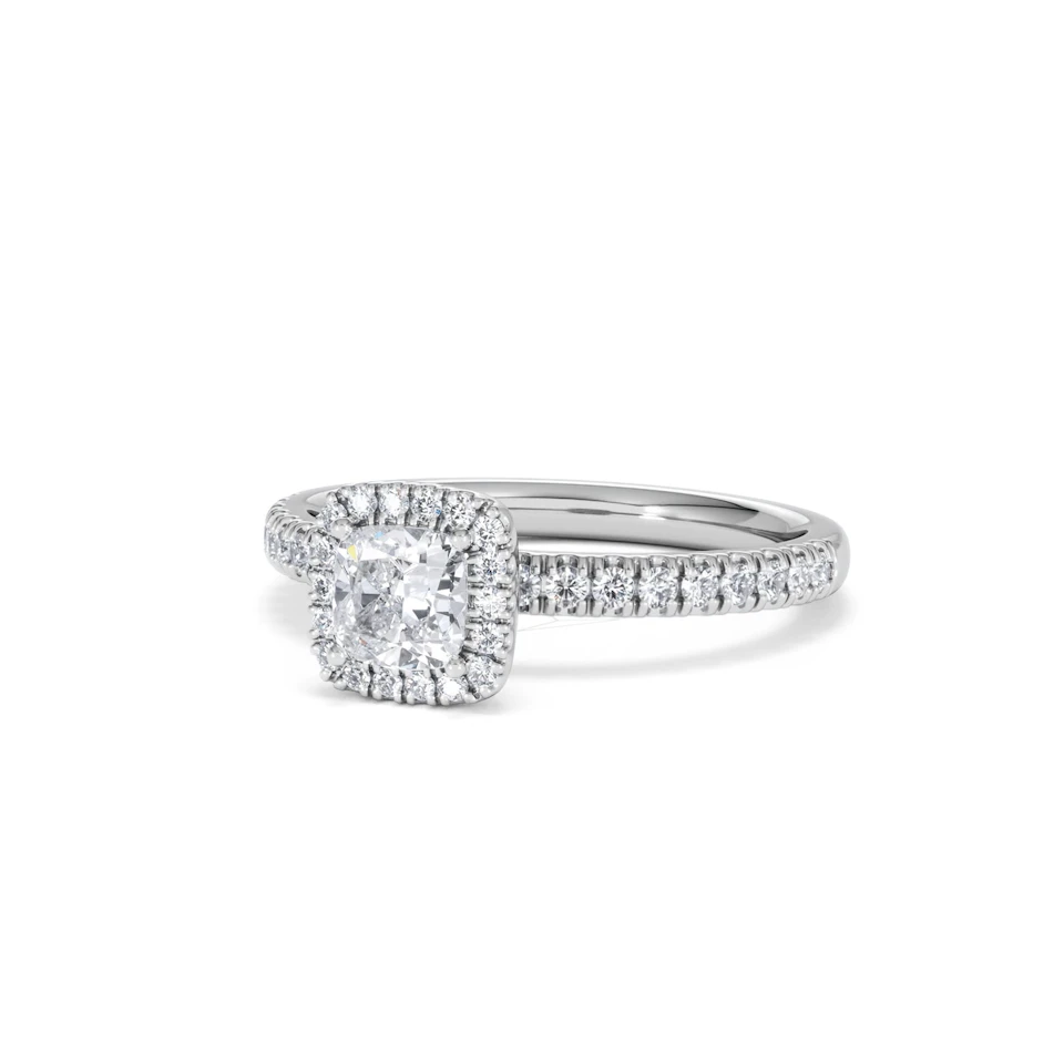 Beatrice Diamond Halo Engagement Ring in Platinum 1ct G/SI2