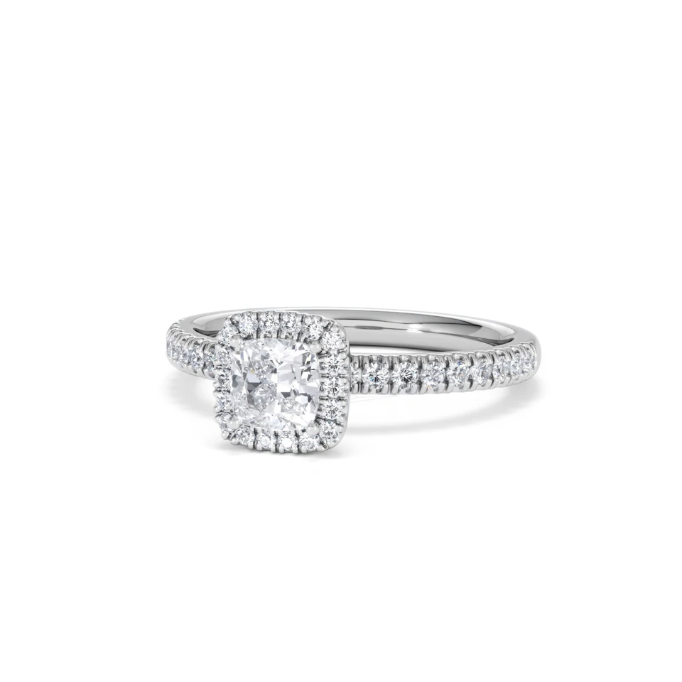 Beatrice Lab Diamond Halo Engagement Ring 18K White Gold 1ct F/VS1