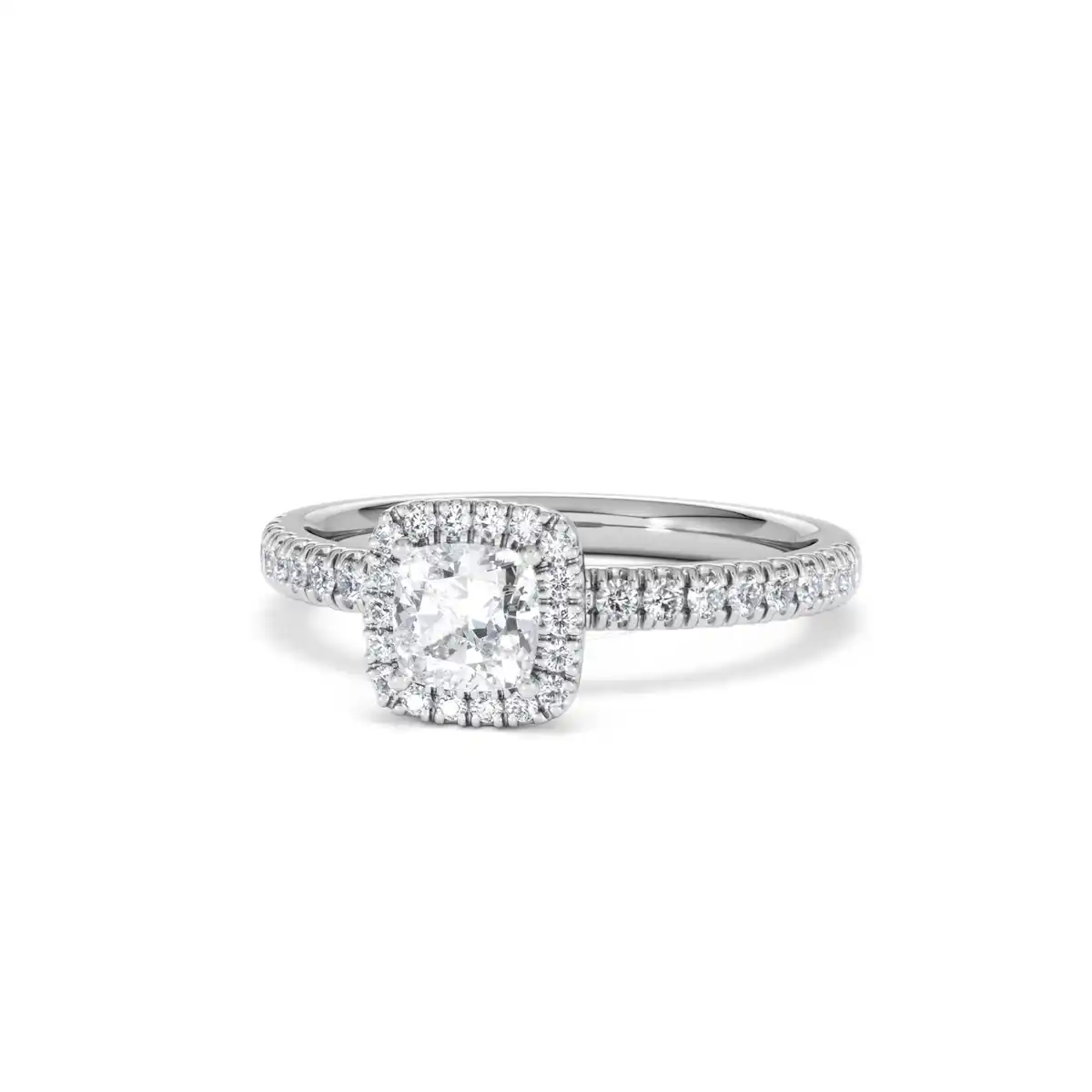 Beatrice Lab Diamond Halo Engagement Ring 18K White Gold 1ct F/VS1