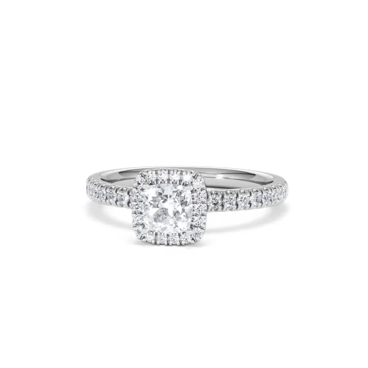 Beatrice Lab Diamond Halo Engagement Ring 18K White Gold 1ct F/VS1