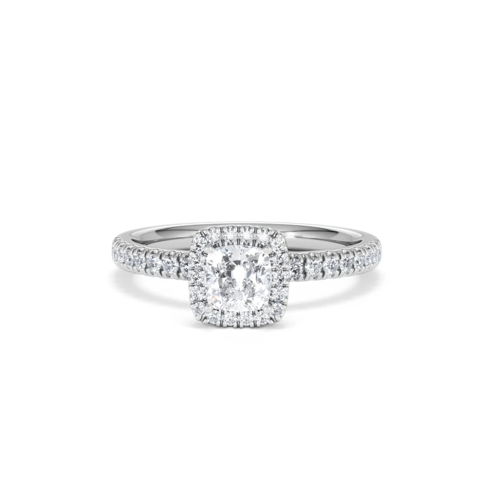 Beatrice Lab Diamond Halo Engagement Ring in Platinum 1ct F/VS1