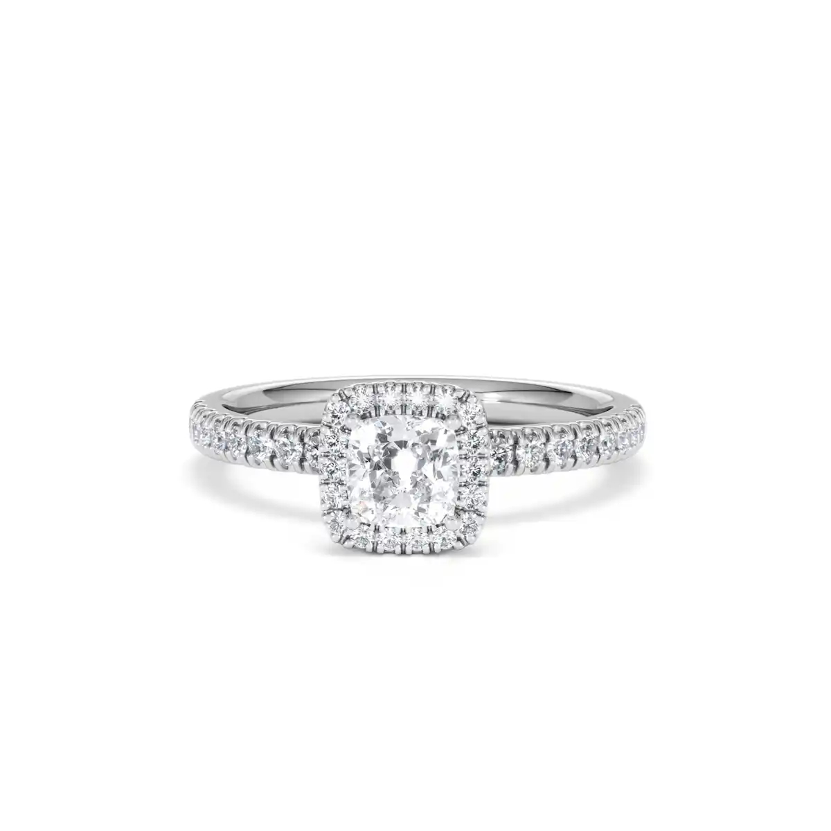 Beatrice Lab Diamond Halo Engagement Ring 18K White Gold 1ct F/VS1