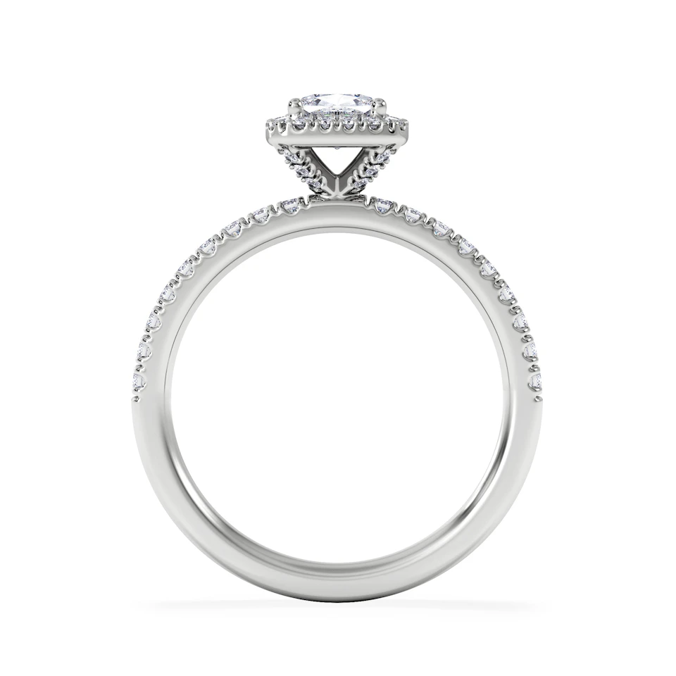 Beatrice Lab Diamond Halo Engagement Ring 18K White Gold 1ct F/VS1