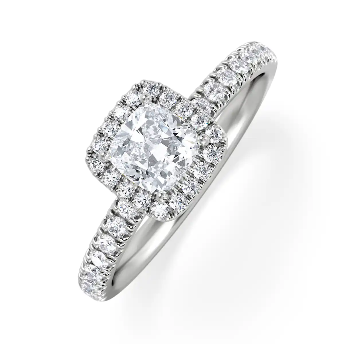 Beatrice Lab Diamond Halo Engagement Ring 18K White Gold 1ct F/VS1