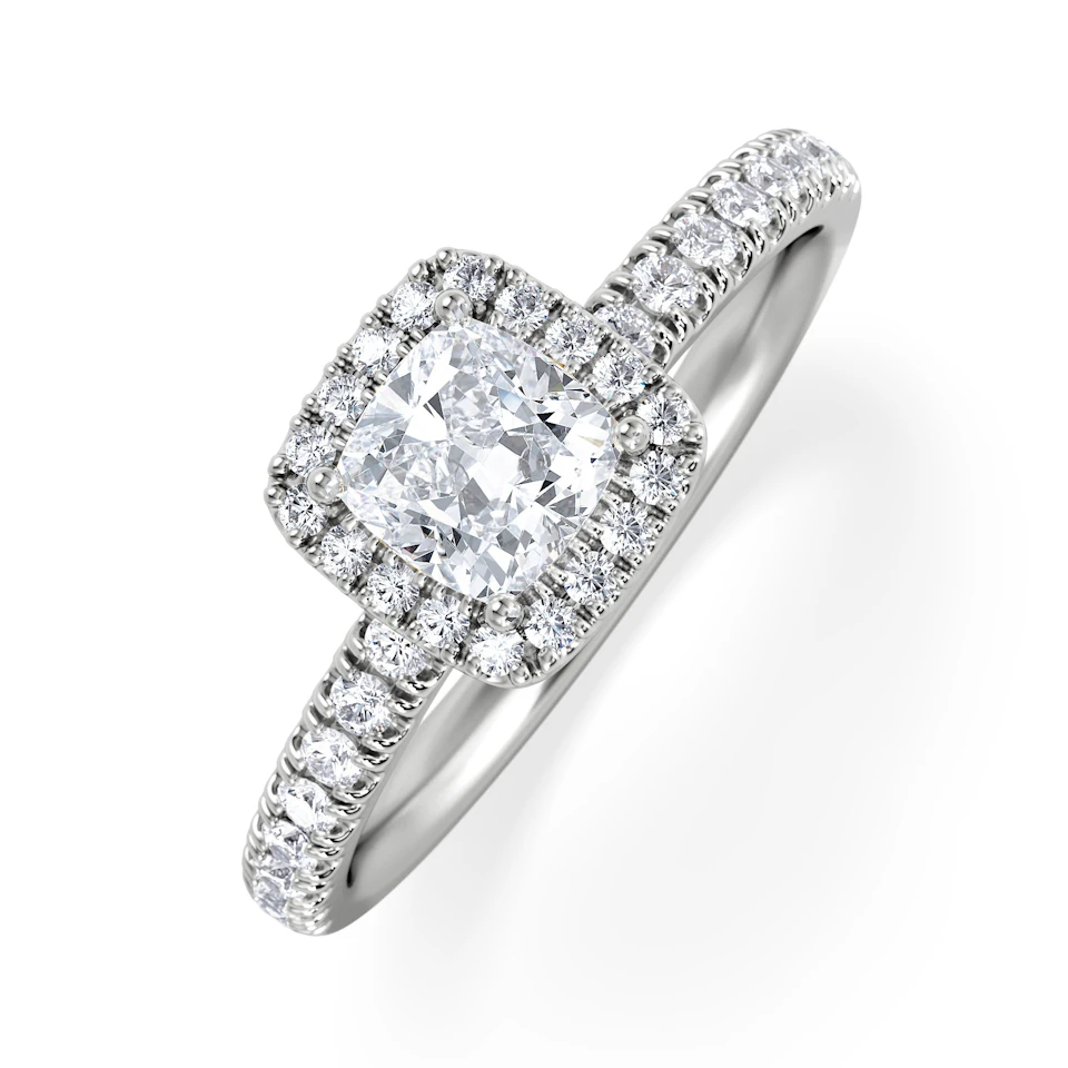 Beatrice Diamond Halo Engagement Ring in Platinum 1ct G/VS2