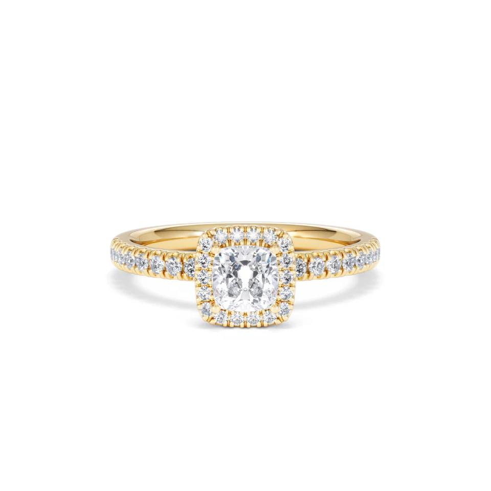 Beatrice Lab Diamond Halo Engagement Ring in 18K Gold 1ct F/VS1