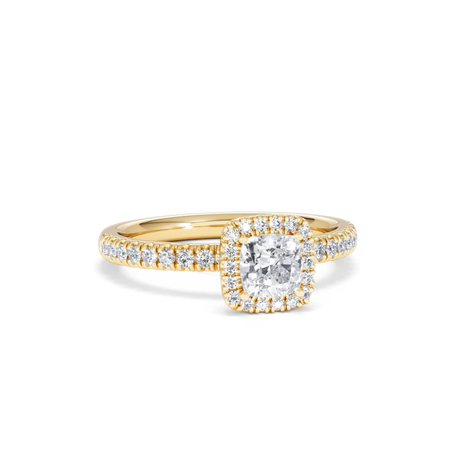 Beatrice Lab Diamond Halo Engagement Ring in 18K Gold 1ct F/VS1