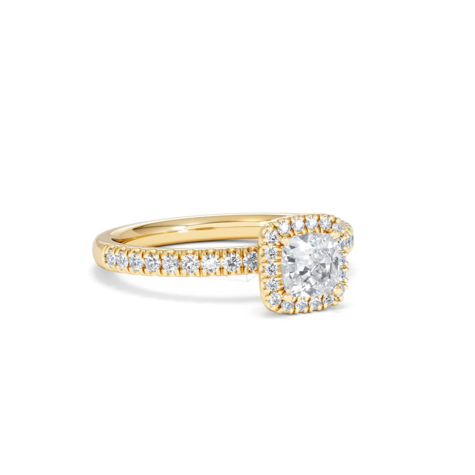 Beatrice Lab Diamond Halo Engagement Ring in 18K Gold 1ct F/VS1