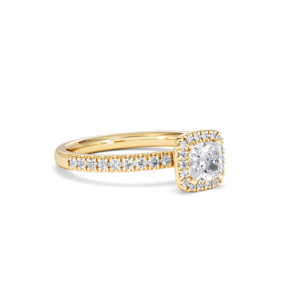 Beatrice Lab Diamond Halo Engagement Ring in 18K Gold 1ct F/VS1