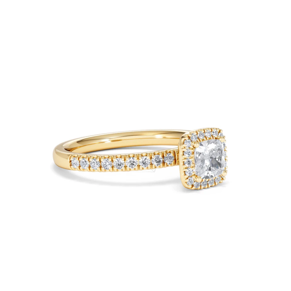 Beatrice Lab Diamond Halo Engagement Ring in 18K Gold 1ct F/VS1