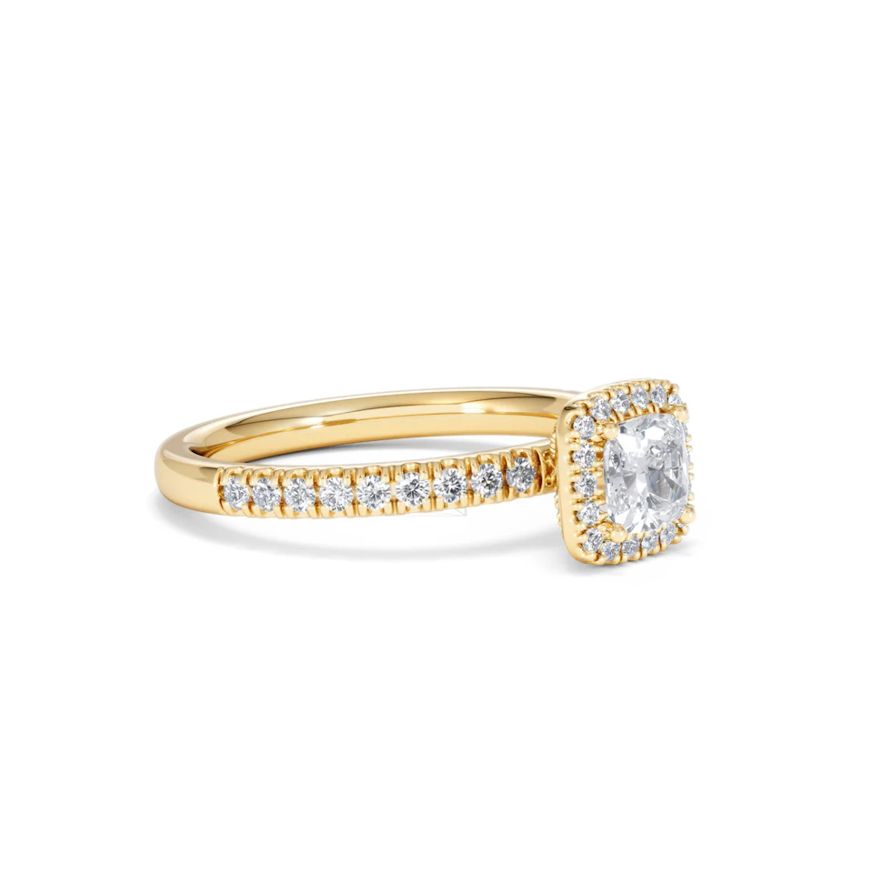 Beatrice Lab Diamond Halo Engagement Ring in 18K Gold 1ct F/VS1