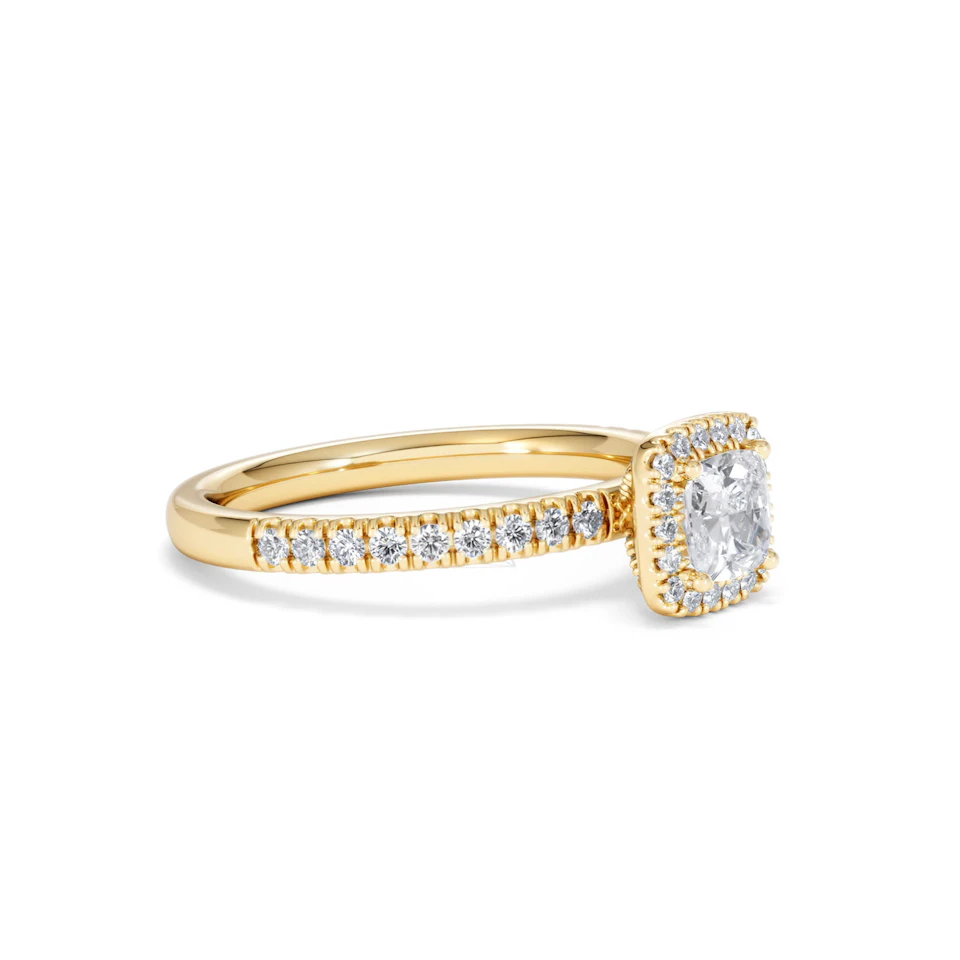 Beatrice Lab Diamond Halo Engagement Ring in 18K Gold 1ct F/VS1
