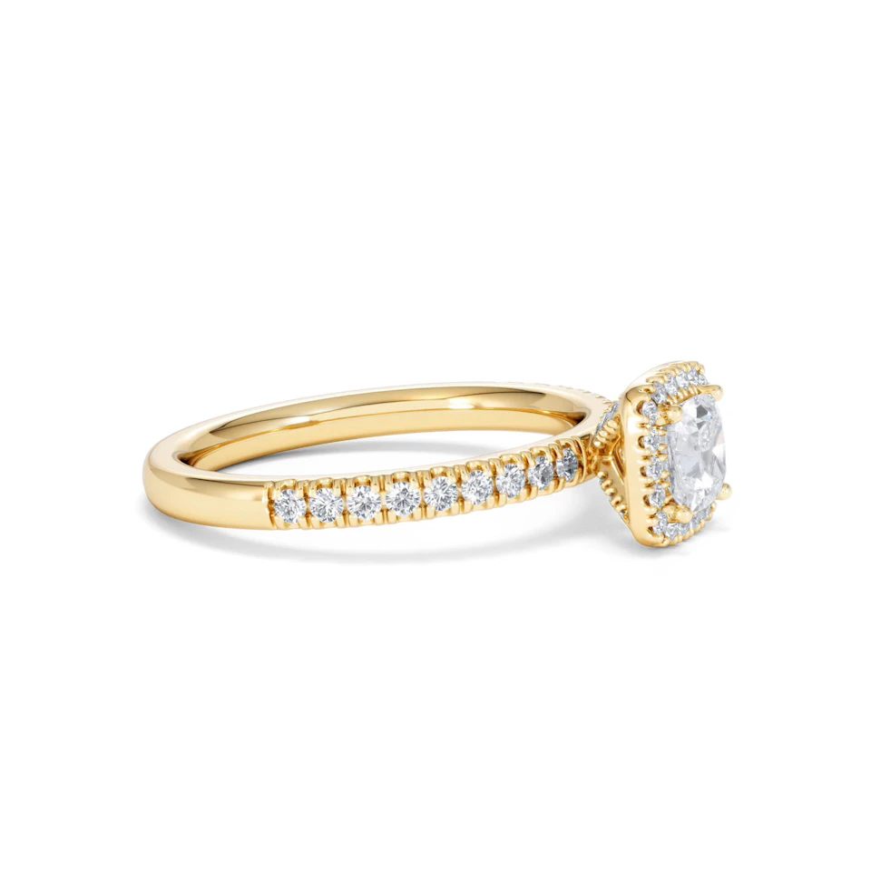 Beatrice Lab Diamond Halo Engagement Ring in 18K Gold 1ct F/VS1