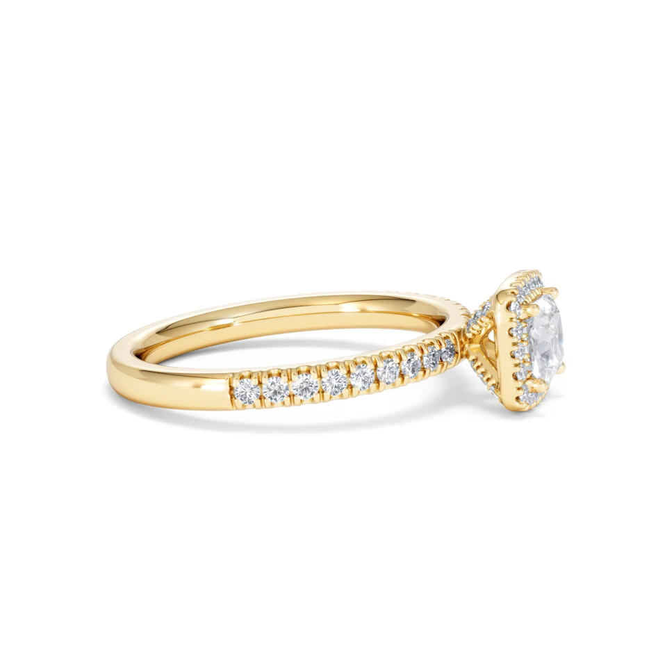 Beatrice Lab Diamond Halo Engagement Ring in 18K Gold 1ct F/VS1