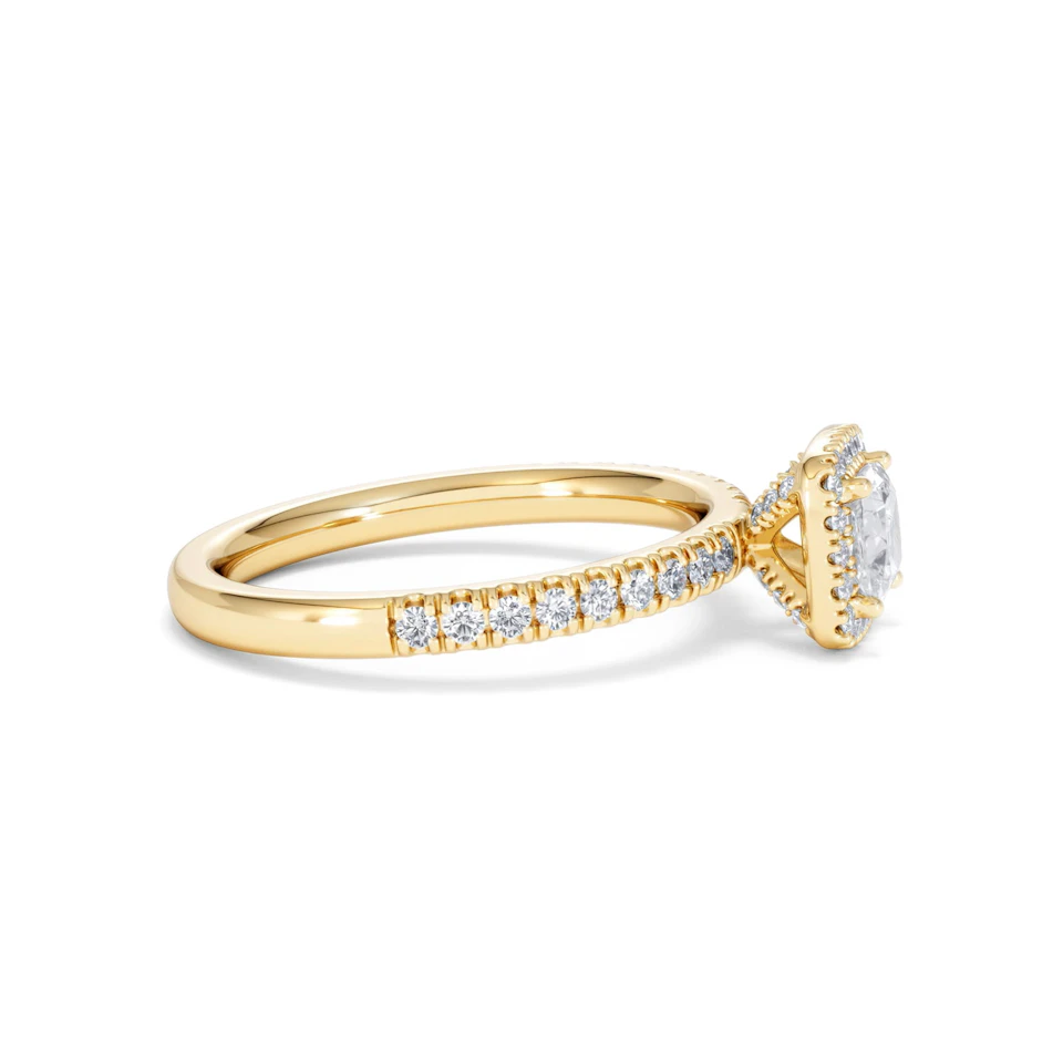 Beatrice Lab Diamond Halo Engagement Ring in 18K Gold 1ct F/VS1