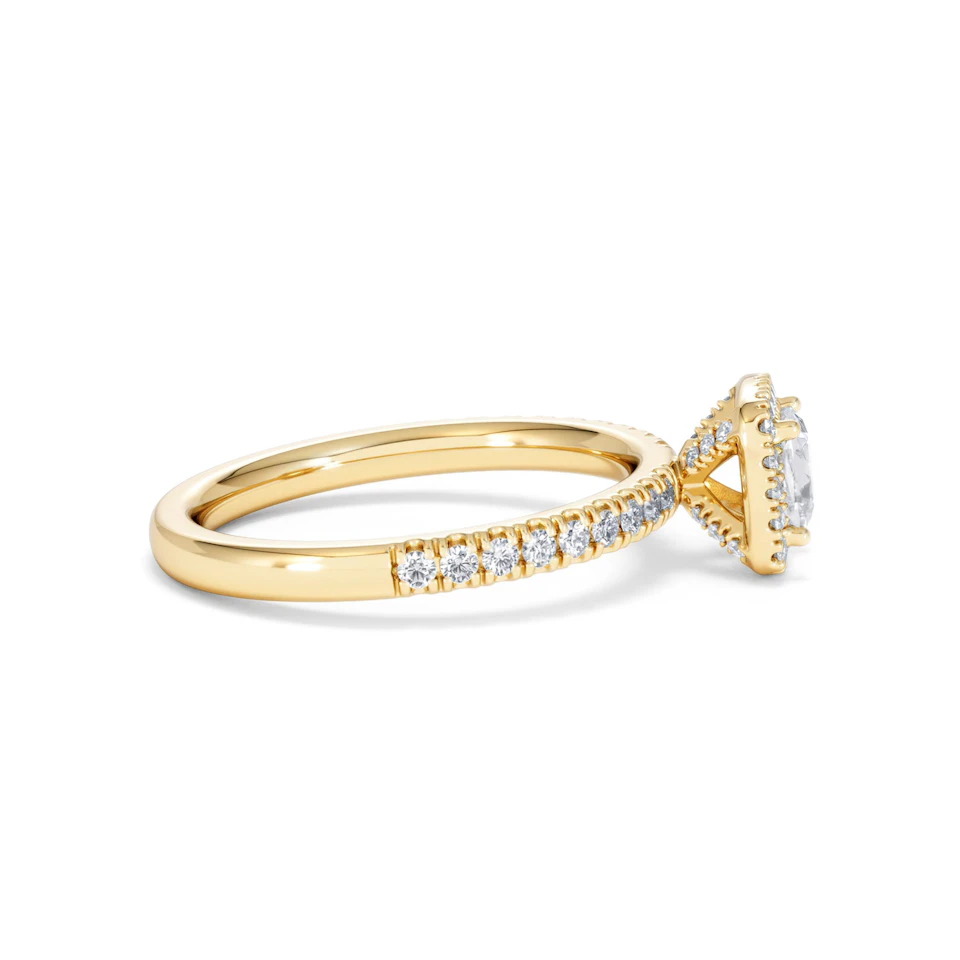 Beatrice Lab Diamond Halo Engagement Ring in 18K Gold 1ct F/VS1