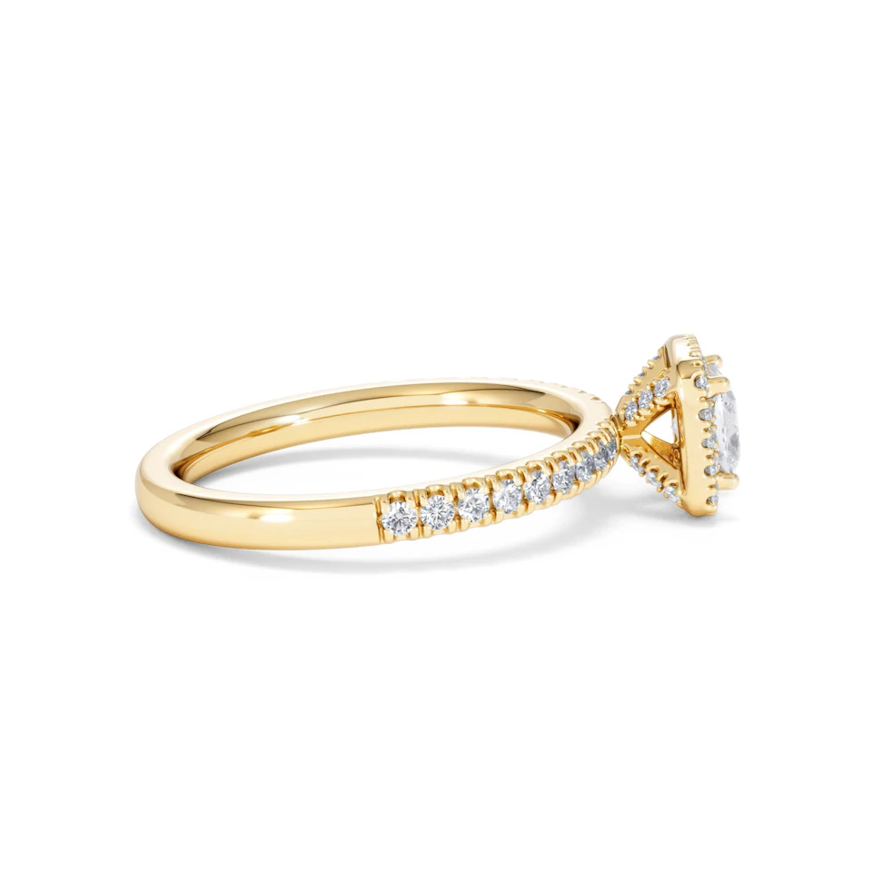 Beatrice Lab Diamond Halo Engagement Ring in 18K Gold 1ct F/VS1