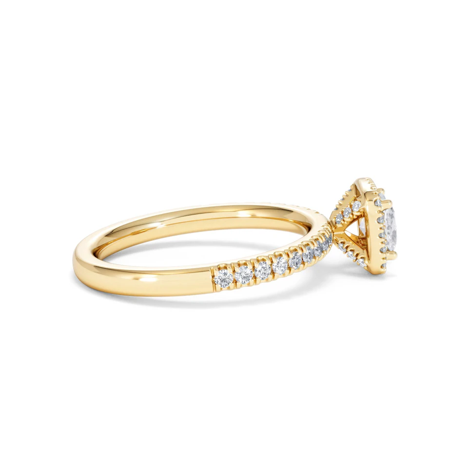 Beatrice Lab Diamond Halo Engagement Ring in 18K Gold 1ct F/VS1
