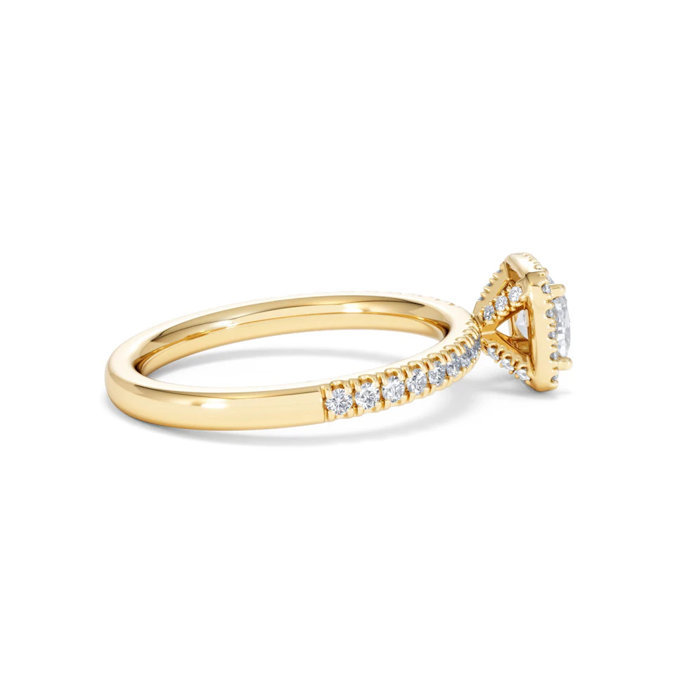 Beatrice Lab Diamond Halo Engagement Ring in 18K Gold 1ct F/VS1
