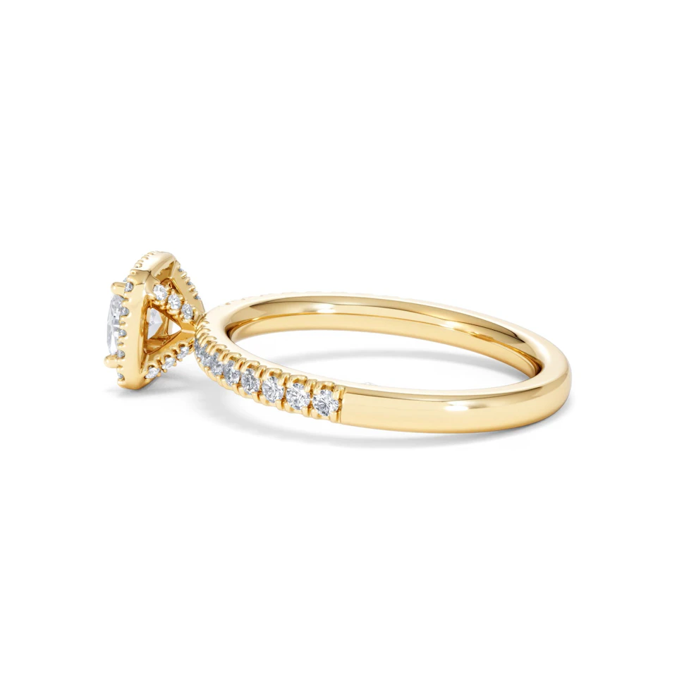 Beatrice Lab Diamond Halo Engagement Ring in 18K Gold 1ct F/VS1