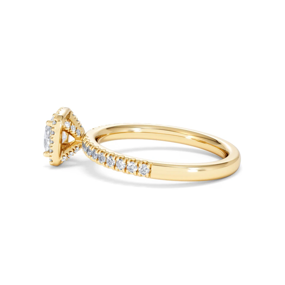 Beatrice Lab Diamond Halo Engagement Ring in 18K Gold 1ct F/VS1