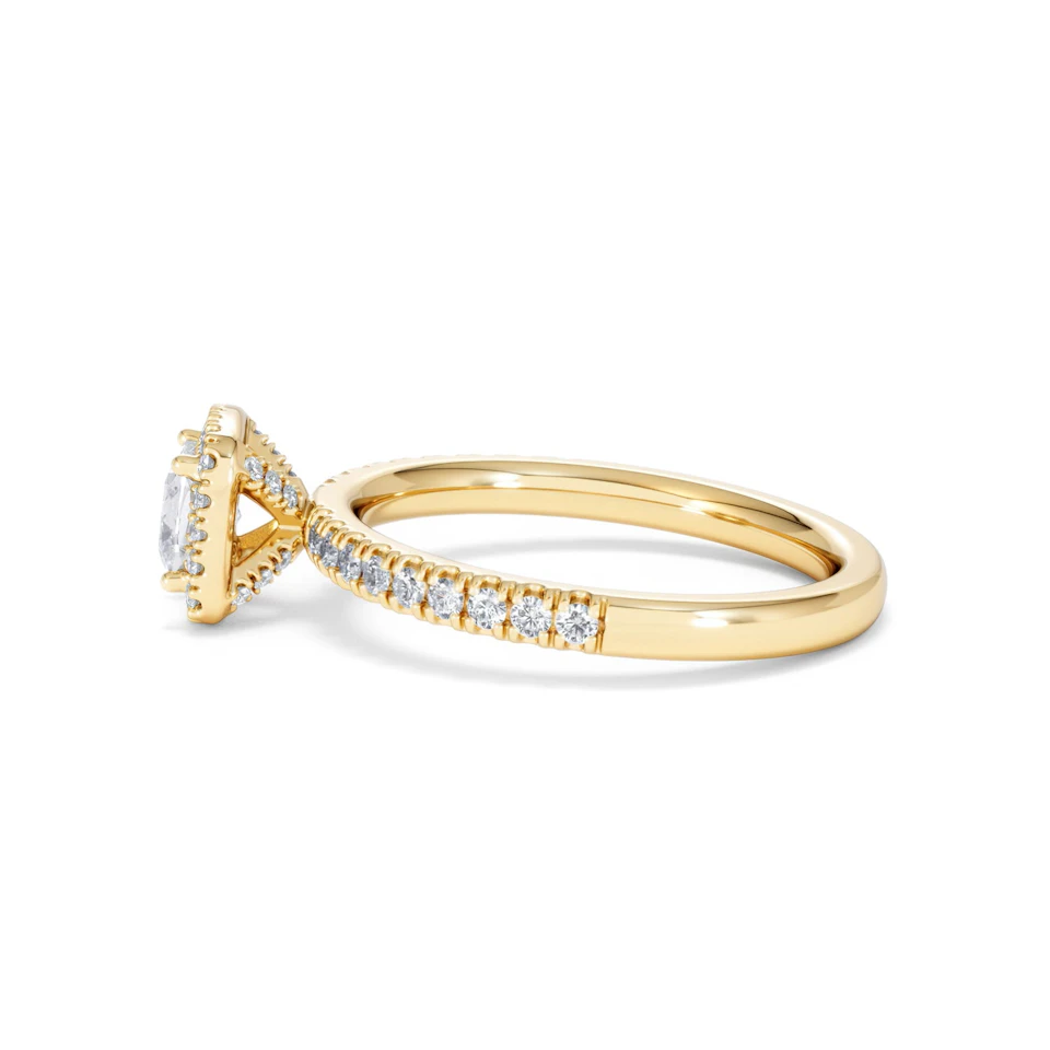 Beatrice Lab Diamond Halo Engagement Ring in 18K Gold 1ct F/VS1
