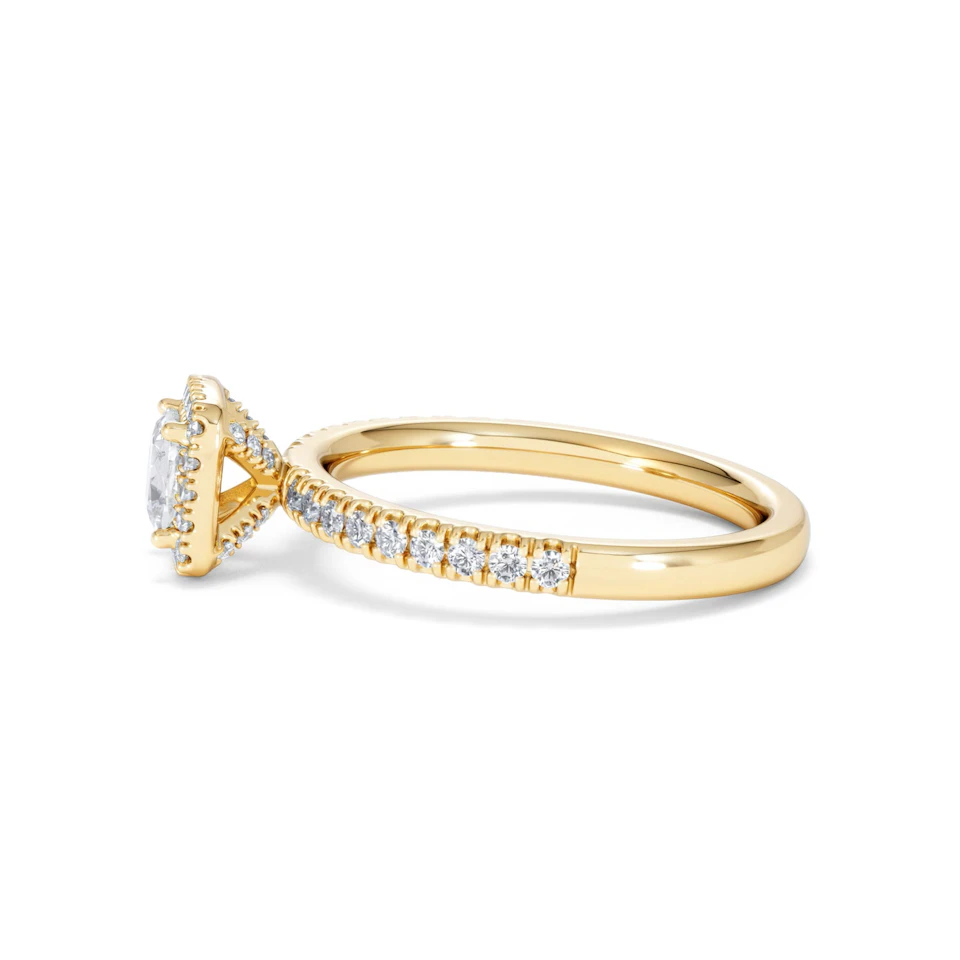 Beatrice Lab Diamond Halo Engagement Ring in 18K Gold 1ct F/VS1