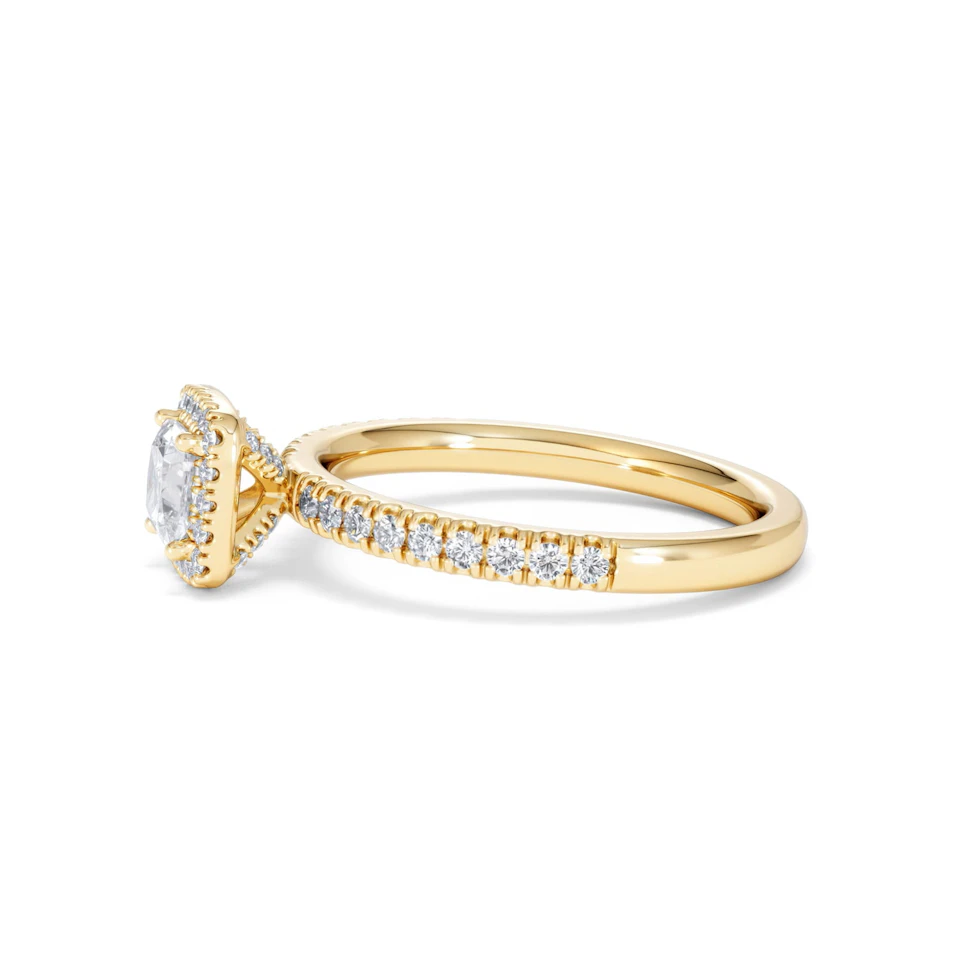 Beatrice Lab Diamond Halo Engagement Ring in 18K Gold 1ct F/VS1