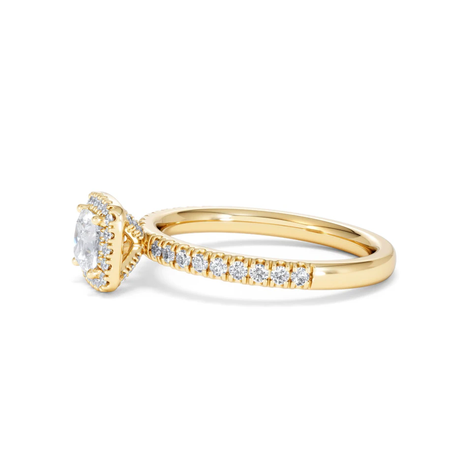 Beatrice Lab Diamond Halo Engagement Ring in 18K Gold 1ct F/VS1