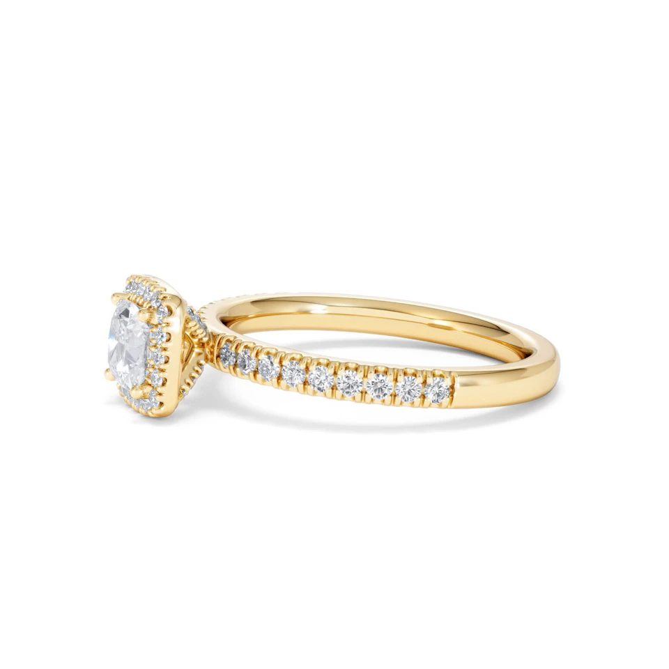 Beatrice Lab Diamond Halo Engagement Ring in 18K Gold 1ct F/VS1
