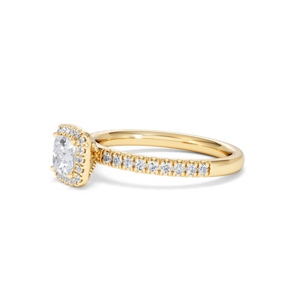 Beatrice Lab Diamond Halo Engagement Ring in 18K Gold 1ct F/VS1