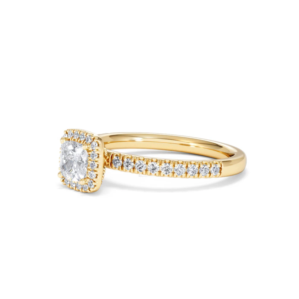 Beatrice Lab Diamond Halo Engagement Ring in 18K Gold 1ct F/VS1