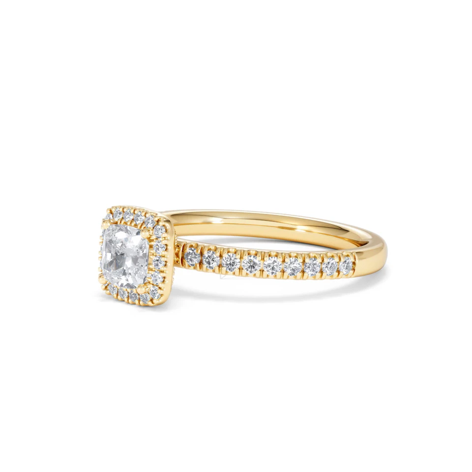 Beatrice Lab Diamond Halo Engagement Ring in 18K Gold 1ct F/VS1